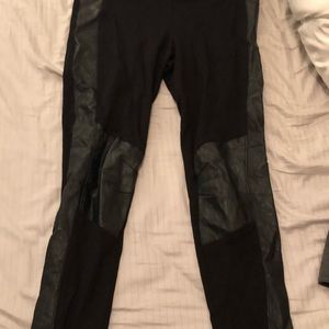 Black leggings with leather